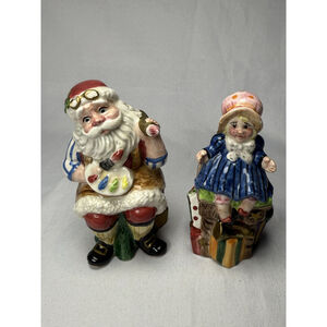 Vintage Fitz & Floyd Santa's Magic Workshop 5” Christmas Salt & Pepper Shakers